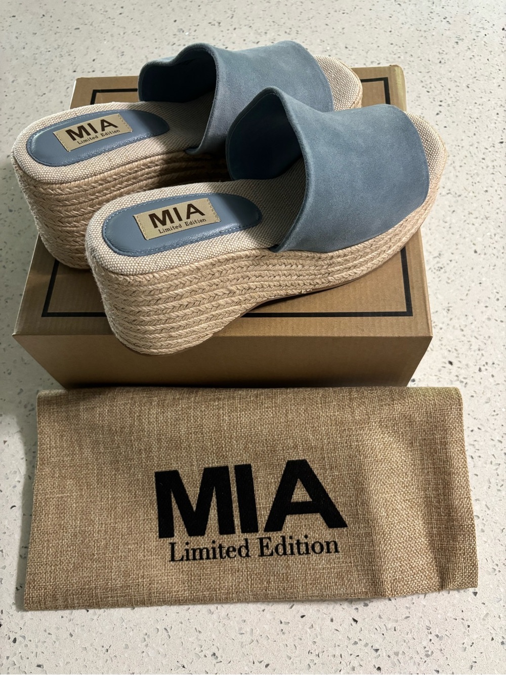 MIA Limited Edition Suede Rope Platform Slide Sandals NIB